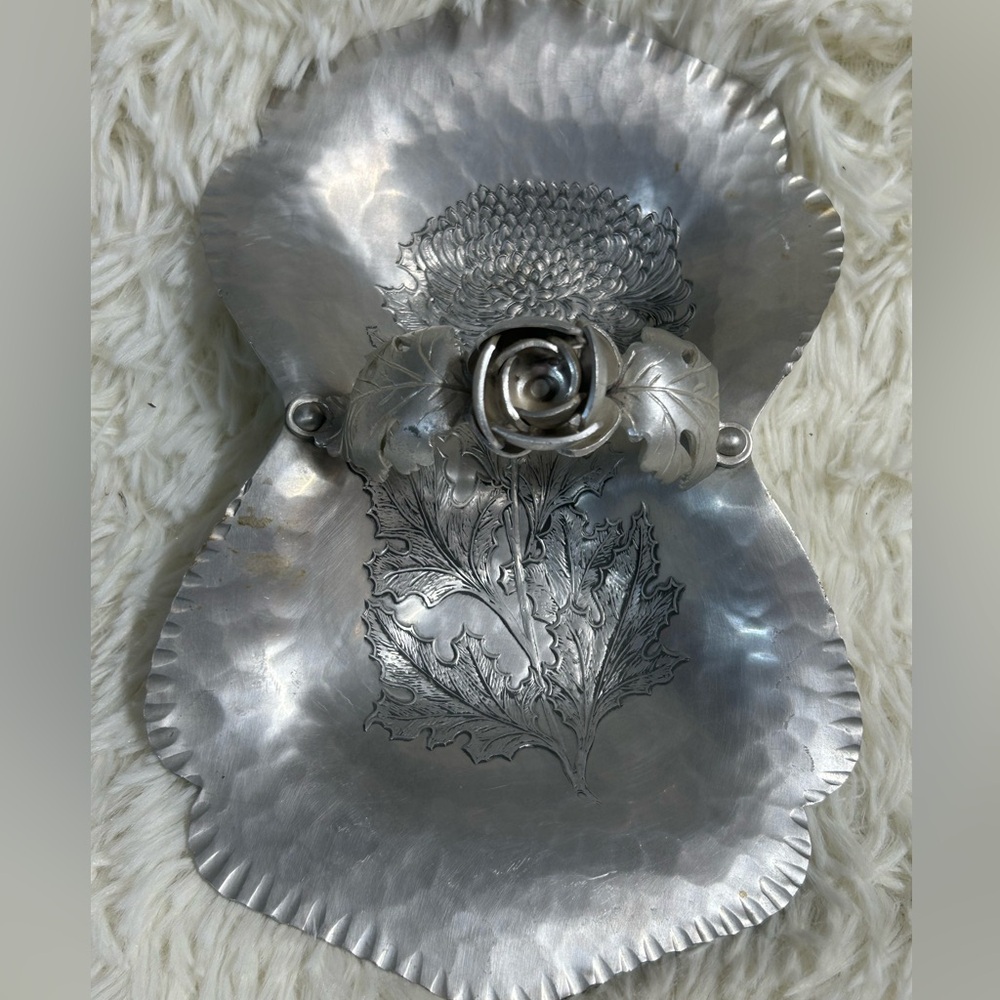 Silver Floral Decorative Dish